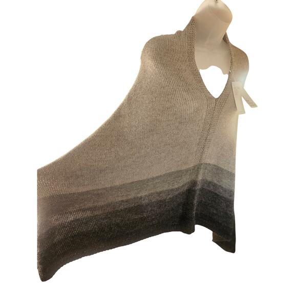 100% Peruvian Alpaca Grey Ombre Poncho "The Fisher Project" Eileen Fisher One Sz - Picture 3 of 14